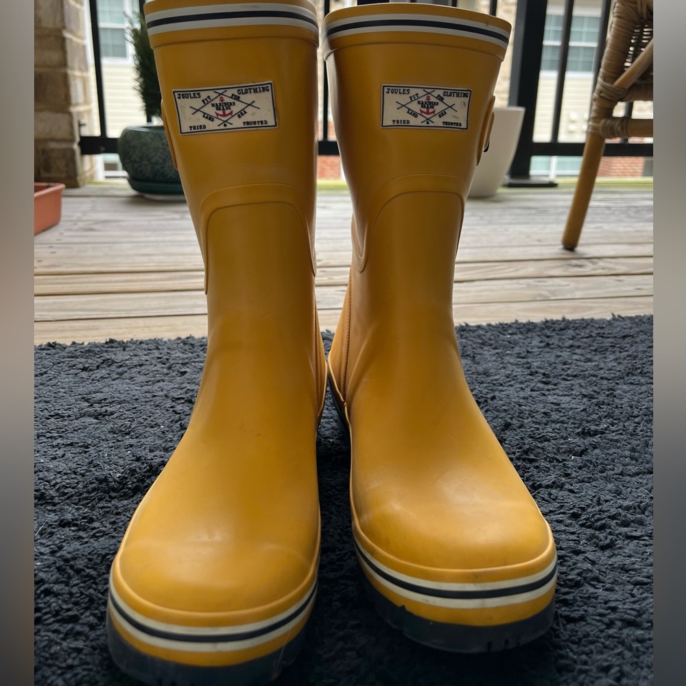 Yellow rain boots